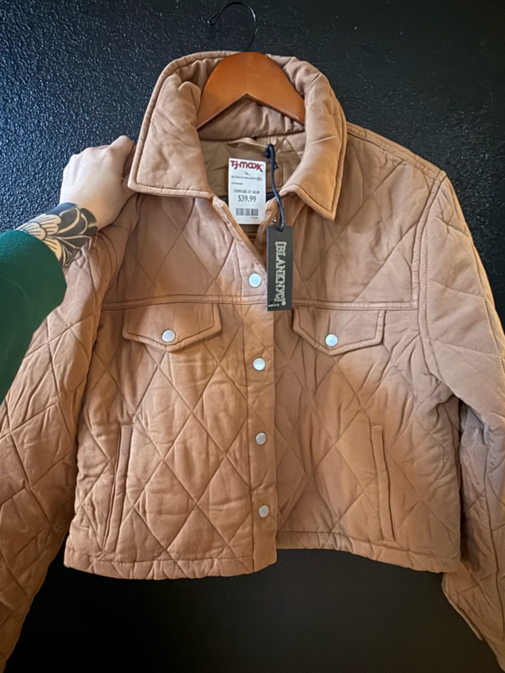 Blank NYC Quilted Jacket in Camel Tan